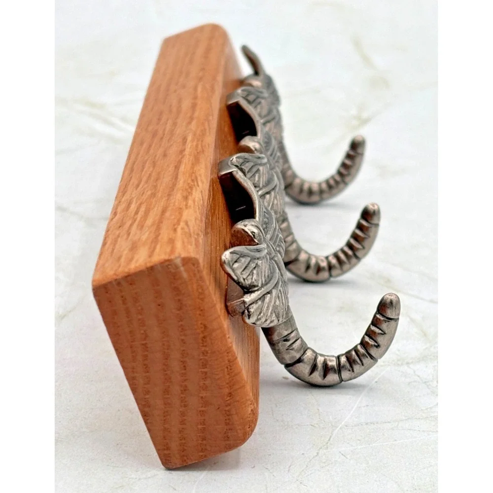 Artisan Signed Oak Dragonfly 3 Hook Key Rack Handmade 2024 Bradenton FL Bonefish